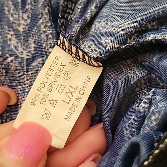 Blue Pattern Striped Wide Leg Waist Tie Lounge Pants - Picture 7 of 7